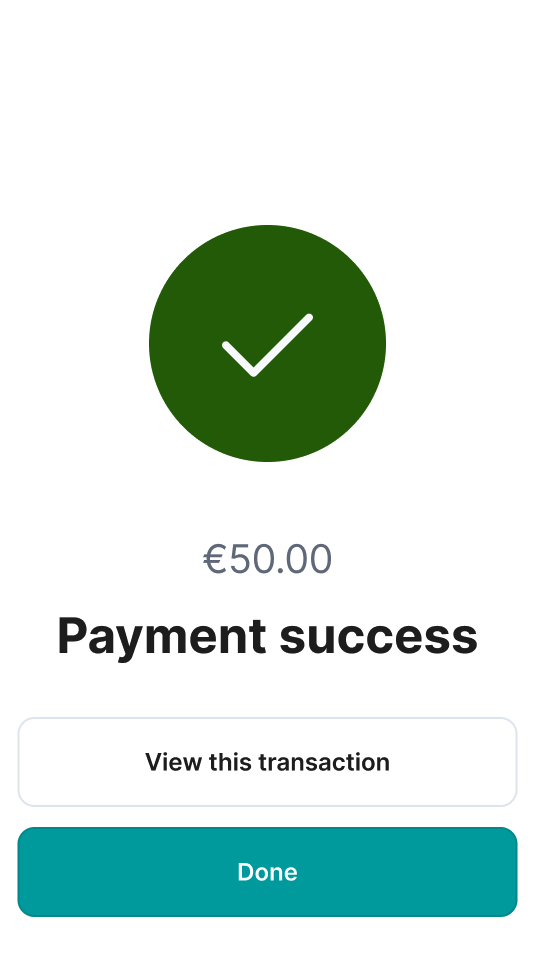 Stripe Terminal écran de succès